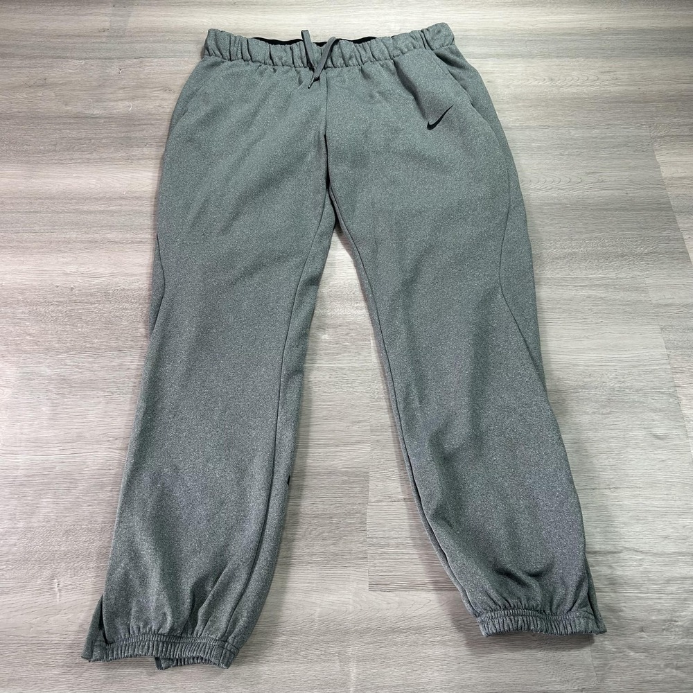 Nike Dri-FIT Track Pants Womens Medium Gray Fleece Zip‎ Hem Athletic 803435-065